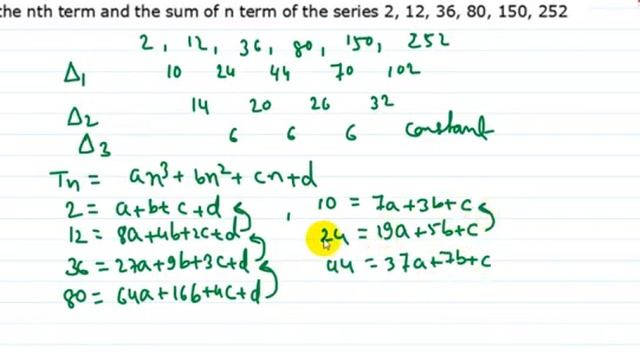 26 Find the n^th term and the sum of n terms of the series 2, 12, 36, 80, 150, 252,…… смотреть онлайн