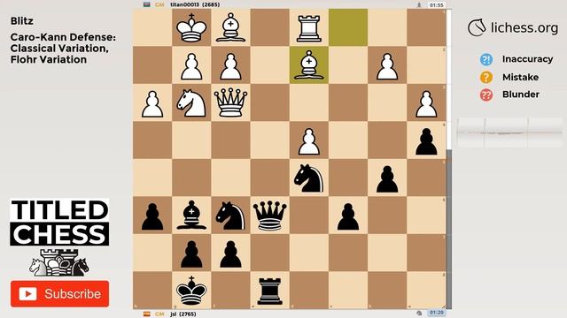 Caro-Kann Defense: Classical Variation, Flohr Variation - Blitz - Titled Chess смотреть онлайн