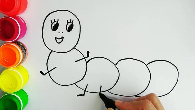 How to draw a rainbow caterpillar? Сурет салу гусеница Сурет салып уйрену Түрлі-түсті құрттарды боя смотреть онлайн