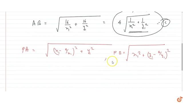 The tangent at `P`, any point on the circle `x^2 +y^2 =4` , meets the coordinate axes in `A `an... смотреть онлайн
