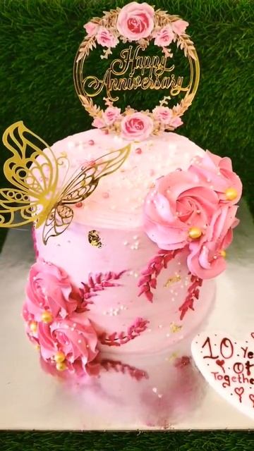 Anniversary pink cake Awesome Beautiful Unique new Trending cake designs#shorts смотреть онлайн