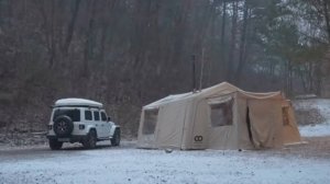 -10°C зимний кемпинг на снегу в надувной палатке, АСМР, ASMR