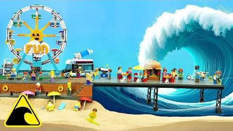 Lego Pier Hit by Tsunami - Dam Breach Flood Experiment - Natural Disaster смотреть онлайн