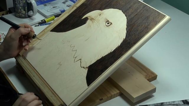 Pyrography Art - Bald Eagle wood burning time lapse смотреть онлайн