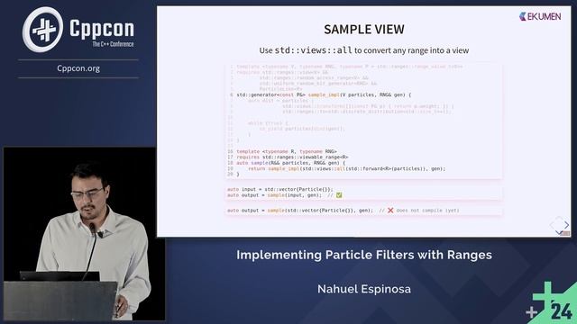 Implementing Particle Filters with C++ Ranges - Nahuel Espinosa - CppCon 2024 смотреть онлайн