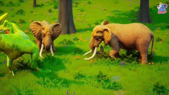 Giant Tiger Vs T-Rex Dinosaur Chase Giant Buffalo Cow Cartoon Prehistoric Animal Revolt Battle смотреть онлайн