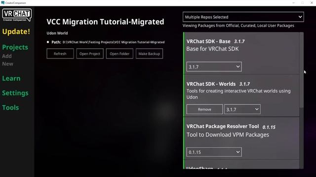 VRChat Creator Companion (VCC) Project Migration and User Package Installation Tutorial смотреть онлайн