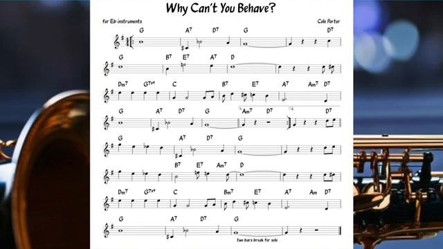 Why Can t You Behave Cole Porter Backing track score for Eb alto instruments_270p_360p смотреть онлайн