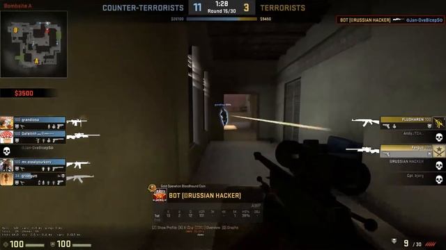 CS GO - Bot 2 no-scope with AWP :D смотреть онлайн