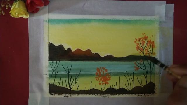 Art with Sai | Easy watercolor painting | 30 day challenge | A beautiful sunrise landscape scenery смотреть онлайн