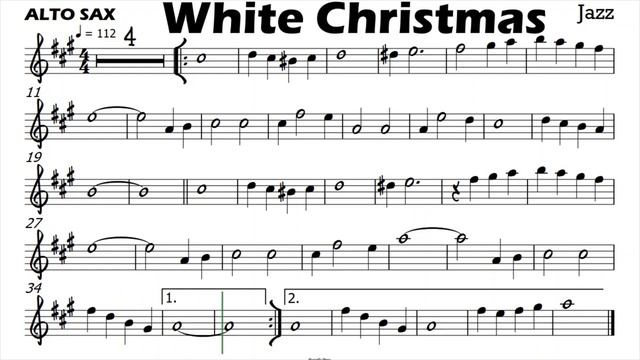 WHITE CHRISTMAS Alto Sax Sheet Music Backing Track Play Along Partitura_720p смотреть онлайн