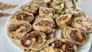 Как приготовить рулет из требухи / рубца с мясной начинкой?