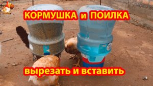 Большие кормушка и поилка бункерные для кур из 20 л бутылей и 10 л ведер понравились несушкам 💦🐓