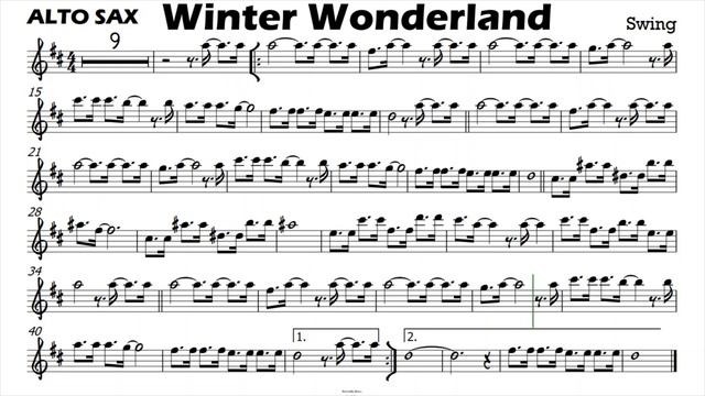 WINTER WONDERLAND Alto Sax Sheet Music Backing Track Play Along Partitura_720p смотреть онлайн