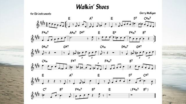 Walkin Shoes Mulligan Backing track score for Eb alto instruments_270p_360p смотреть онлайн