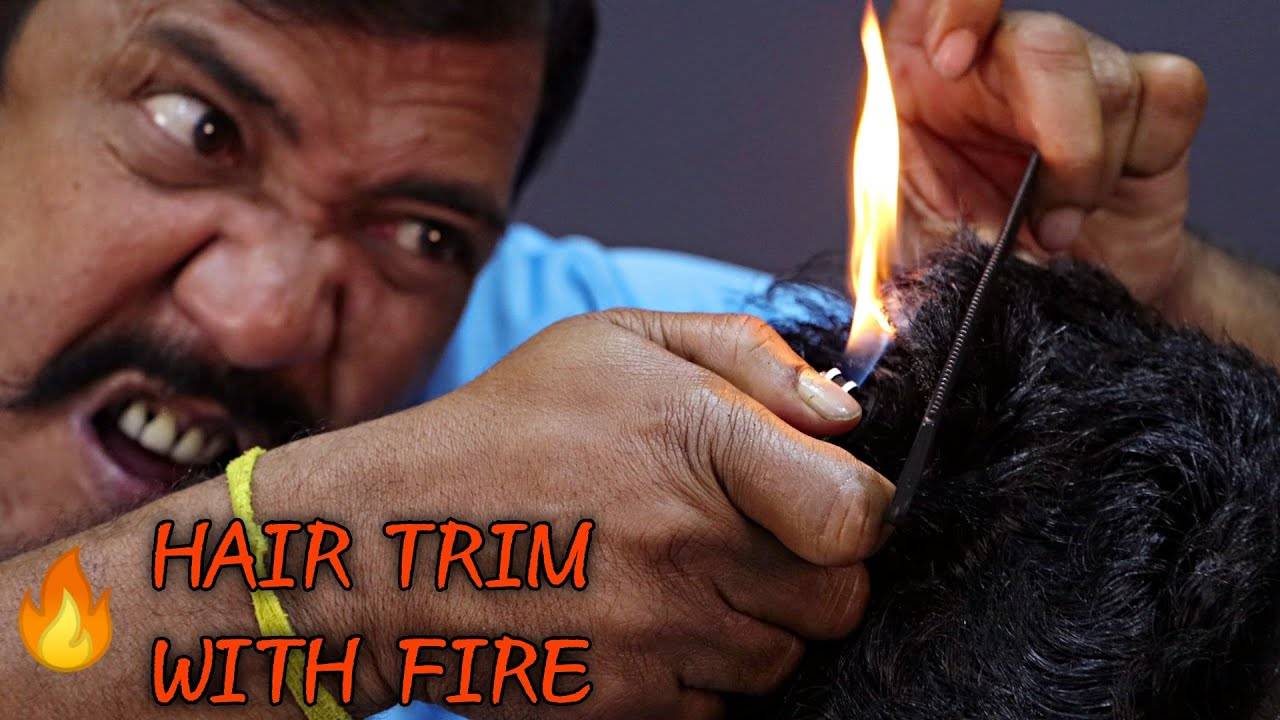 Hair Trimming with Fire ｜ Fire Trim by Asim Barber ｜ Neck Crack ｜ Hair Crack ｜ ASMR смотреть онлайн