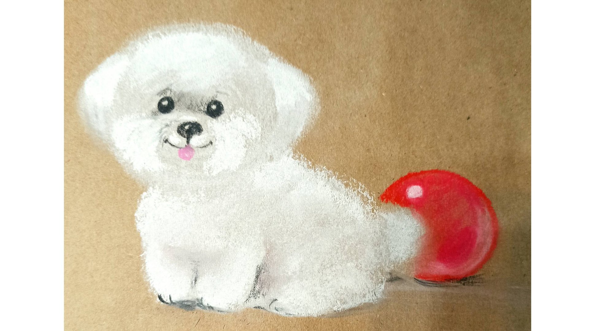 Как просто нарисовать хорошенькую белую собачку сухой пастелью. смотреть онлайн
