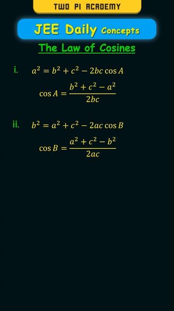 Law Of Cosines Of A Triangle #jeedailyconcepts #trigonometry