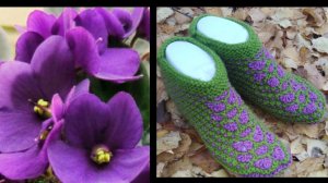 27 . МК # красивые следочки# "Фиалки" на двух спицах без швов с веерами