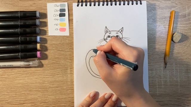 Как нарисовать кота учёного карандашом и скетч маркерами | Рисунок для детей, поэтапно и легко смотреть онлайн