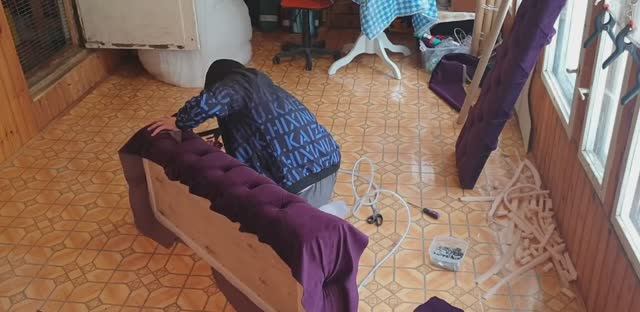 открывная банкетка в каретной стяжке своими руками, банкетка с ящиком DIY смотреть онлайн