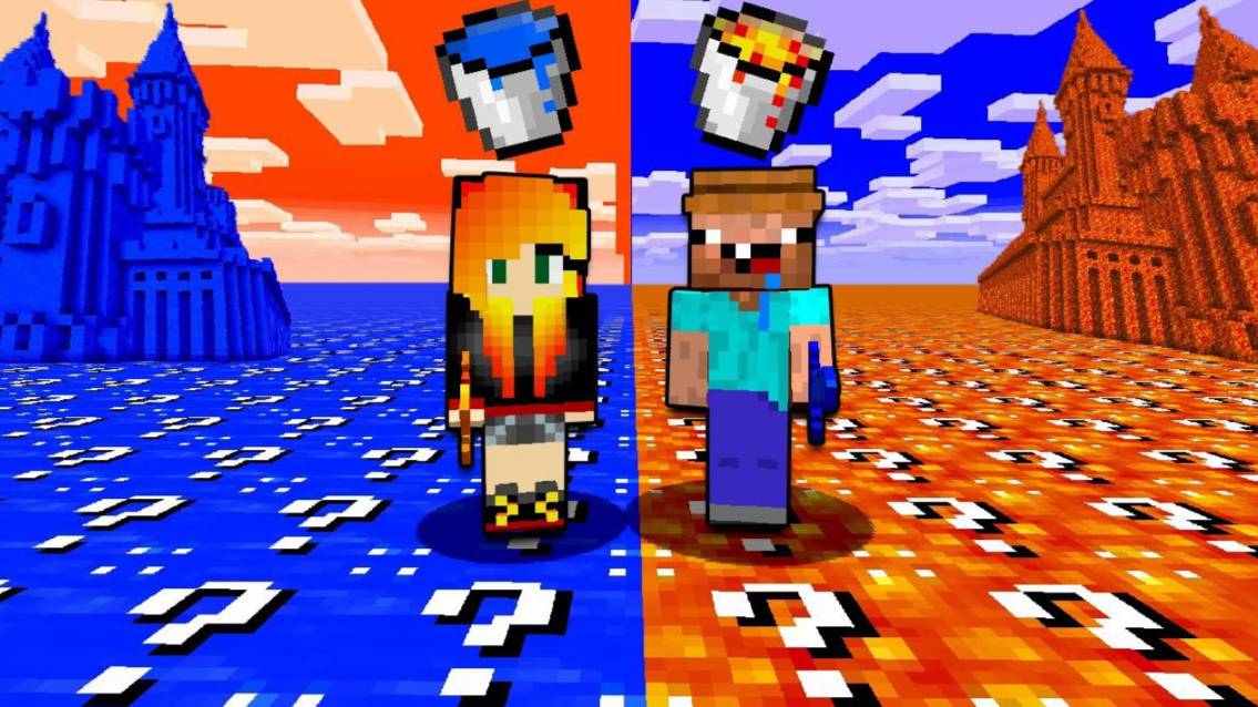 📹 ЛАКИ БЛОК МИР ЛАВА ПРОТИВ ВОДЫ в МАЙНКРАФТ! КАК ВЫЖИТЬ НУБУ И ДЕВУШКЕ? → смотреть онлайн