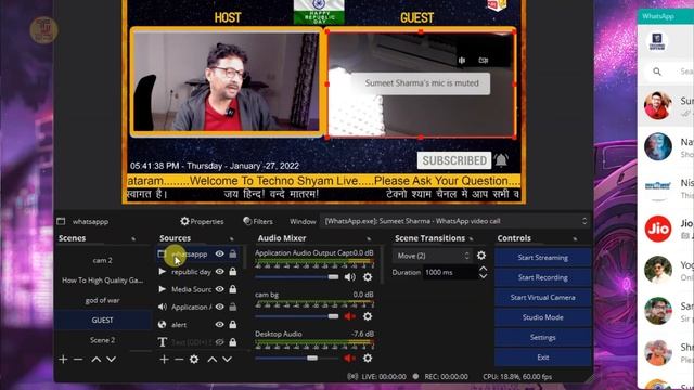 Add Guest In Live Stream | How To Connect Whatsapp Call In Live Streaming | OBS Tutorial In Hindi смотреть онлайн