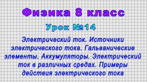 Физика 8 класс (Урок№14 - Электрический ток. Источники электрического тока.Гальванические элементы.)