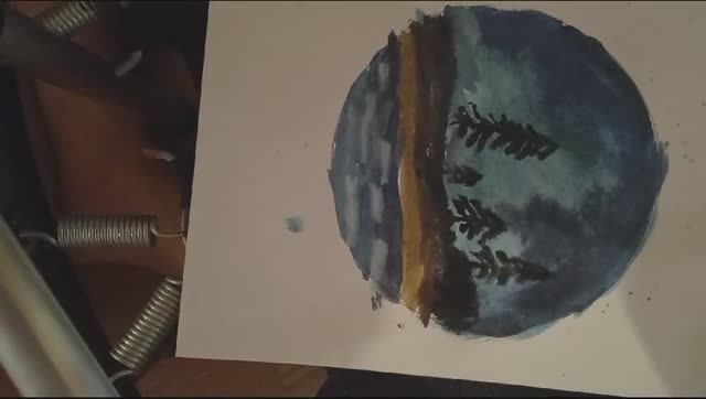 Рисуем ночной пейзаж в круге.