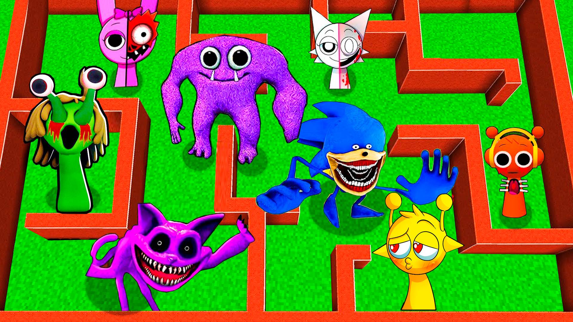 ВЫЖИВАНИЕ В ЛАБИРИНТЕ СПРУНКИ в МАЙНКРАФТ СОНИК ПОЖИРАТЕЛЬ И ИГРА В КАЛЬМАРА MINECRAFT смотреть онлайн