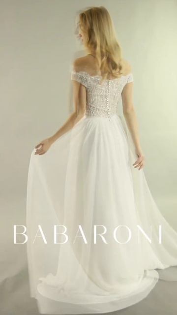 BABARONI Elsie See Through Bodice Off Shoulder Wedding Gown смотреть онлайн