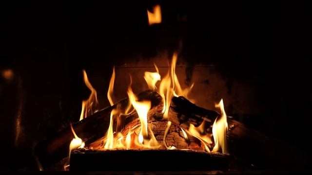 Fireplace Fire On A Lazy Sleepy Saturday Afternoon, Relaxing Fire Crackling And Bright Orange Flames