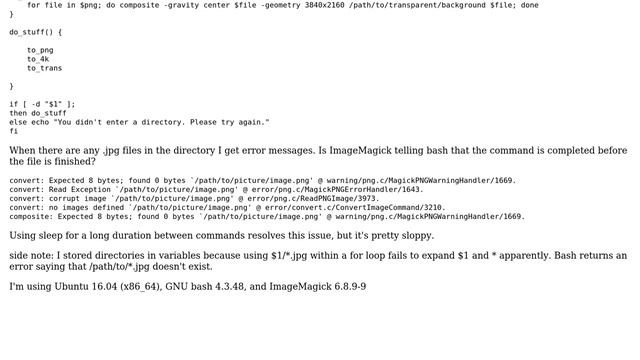 Unix & Linux: Why does my shell script not execute sequentially? (might be imagemagick?)? смотреть онлайн