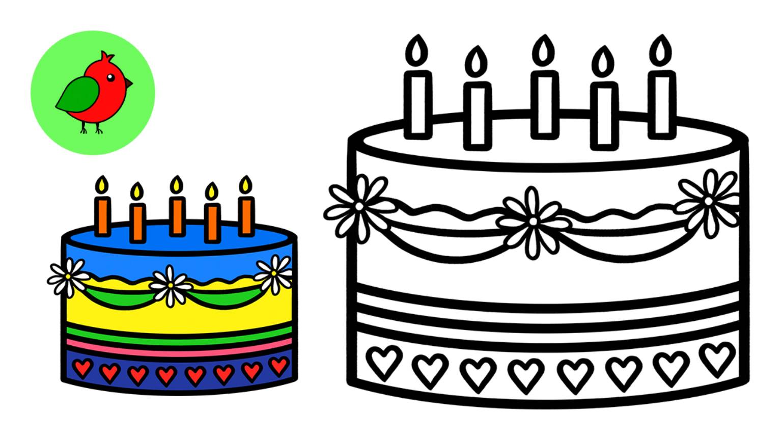 Раскраска торт для детей / Как нарисовать тортик / Раскраски малышам