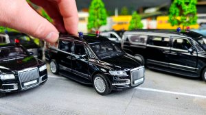 Моделька Аурус Арсенал новинка Технопарк. Едет президентский кортеж по макету. Про машинки