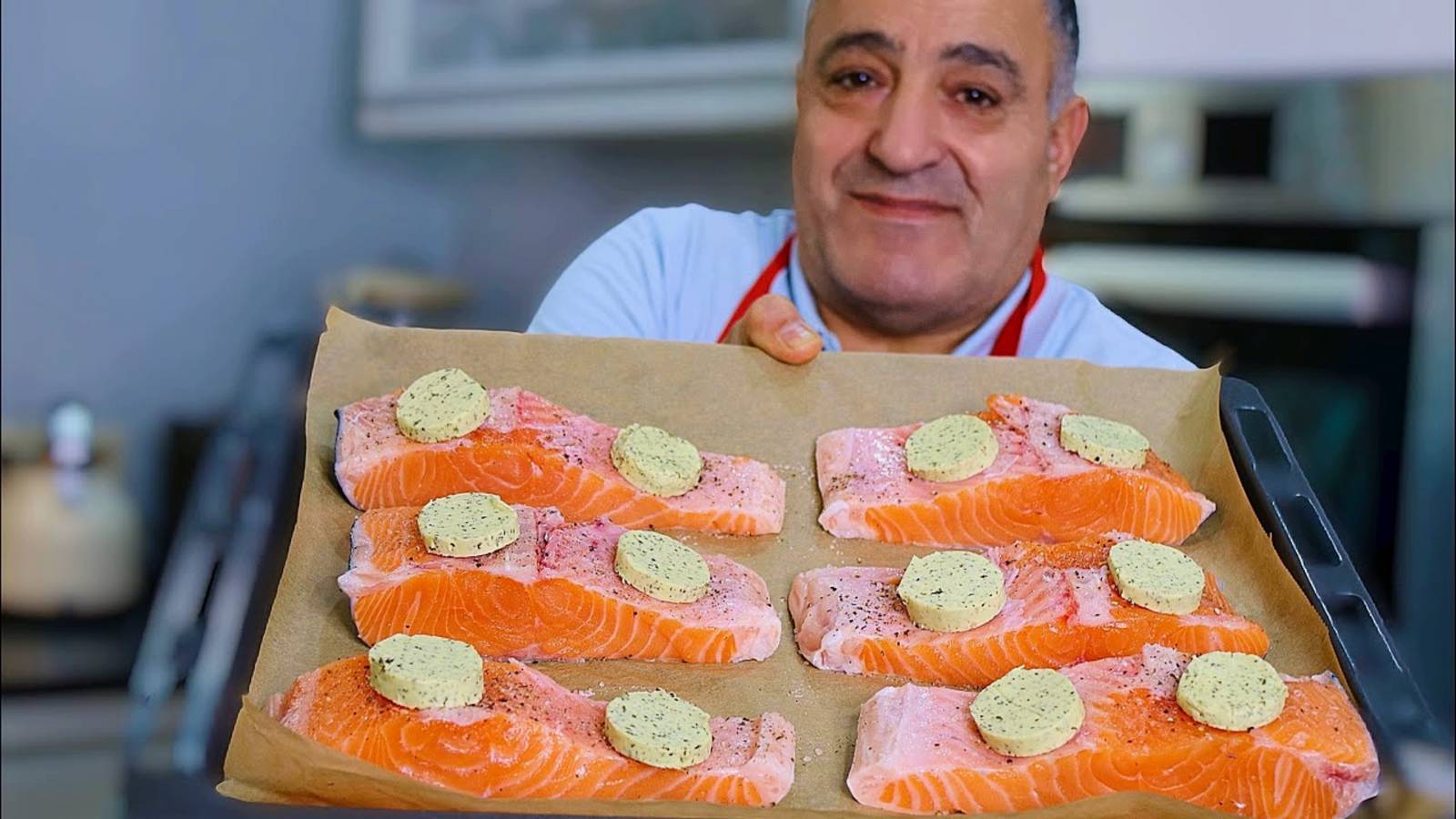 Семга в духовке и шампиньоны в сливочном соусе. Рыба запеченная в духовке на праздничный стол смотреть онлайн