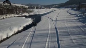 Красивая съемка аэролодки Хариус 440. Обкатка мотора и тест кабины. Город Таштагол, река Кондома.