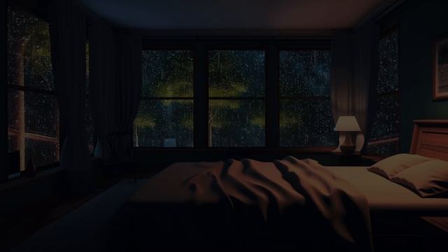 Rainy room | Heavy Rain Fell on The Window Next to The Bed For Easy Sleep смотреть онлайн