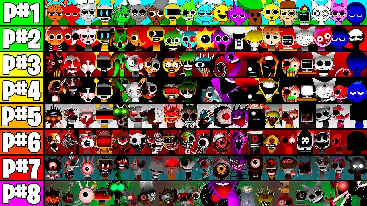 True Phases All In One — все персонажи вместе в Incredibox Sprunki, фазы 1–8 смотреть онлайн