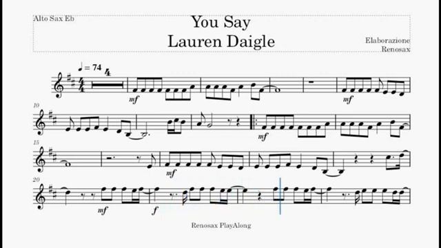 You Say (Lauren Daigle) Alto Sax Eb Sheet Music(360P) смотреть онлайн