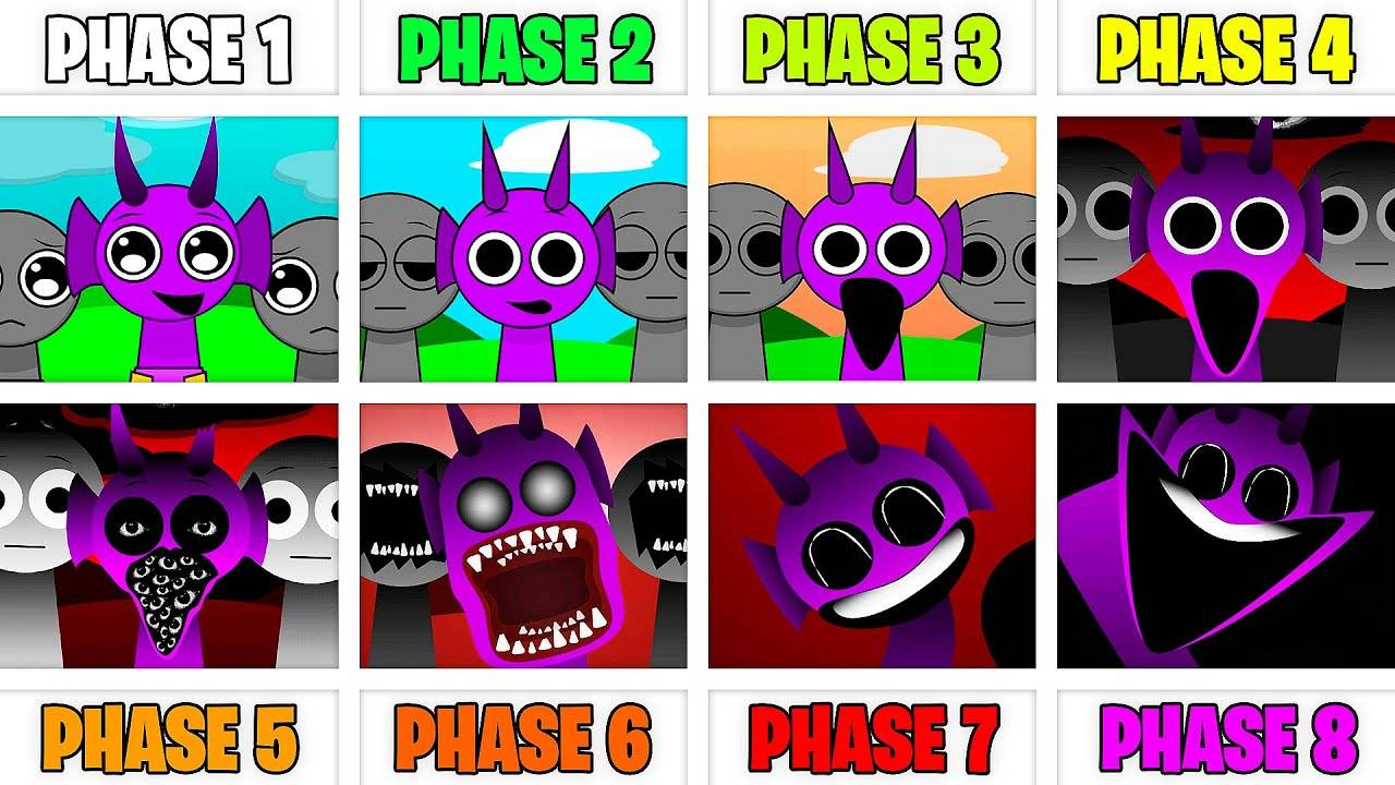 True All Phases в Incredibox Sprunki — Фаза 1 VS Фаза 2 VS Фаза 3 VS Фаза 4 VS Фазы 5-8 смотреть онлайн