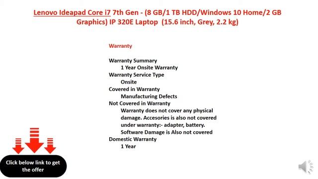 Lenovo Ideapad Core i7 7th Gen - (8 GB/1 TB HDD/Windows 10 Home/2 GB Graphics) IP 320E смотреть онлайн