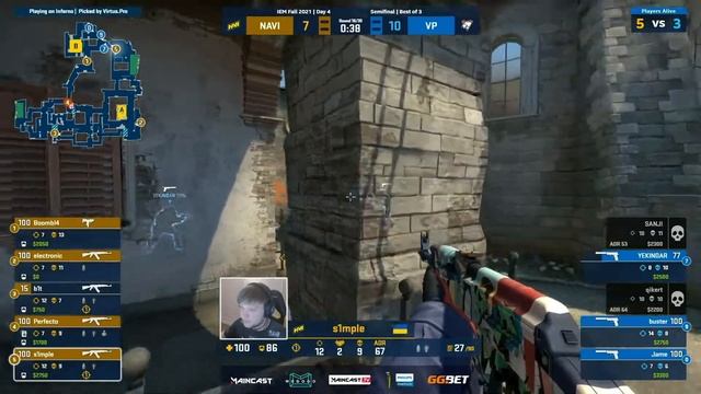 Идеальный КвадроКилл с АК от S1mple на Инферно, NAVI vs VirtusPro, IEM Fall 2021 CIS смотреть онлайн
