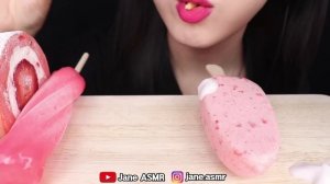 ASMR PINK ICE CREAM STRAWBERRY DIPPIN' DOTS CHOCOLATE ICE CREAM MUKBANG 핑크 아이스크림 먹방 EATING SOUNDS