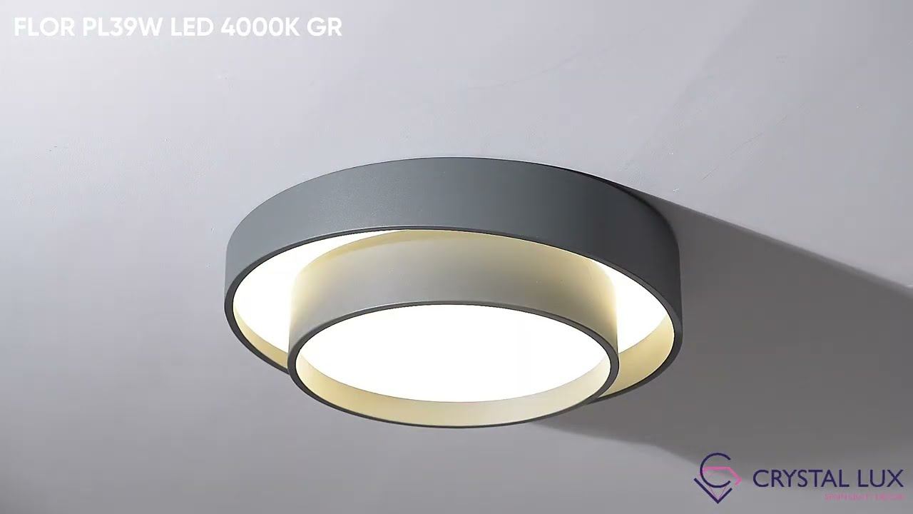 ПОТОЛОЧНЫЙ СВЕТИЛЬНИК | ЛЮСТРА FLOR PL39W LED 4000K GR | CRYSTAL LUX смотреть онлайн