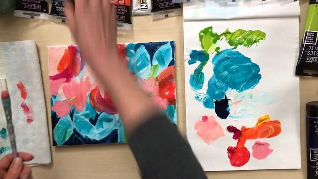 Abstract Flower Acrylic Painting Tutorial. Flower Painting on Canvas with Acrylic Paint Beginner. смотреть онлайн