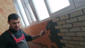 Отделка балкона гибким кирпичом.