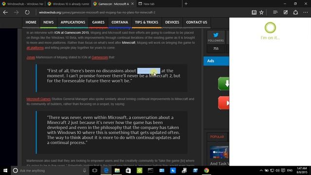 Microsoft Edge Browser Preview & Features on Windows 10 RTM смотреть онлайн