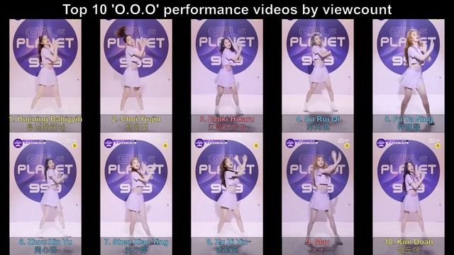 GIRLs PLANET 999 - Top 10 'O.O.O' performance videos side-by-side comparison смотреть онлайн
